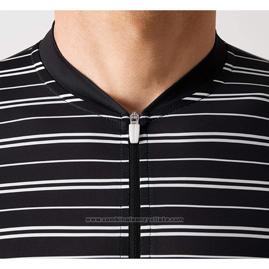 2019 Maillot Cyclisme La Passione Stripe Noir Manches Courtes et Cuissard